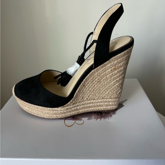 Jessica Simpson Black and Cream Espadrille Wedge Sandals - Picture 5 of 10